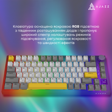 Бездротова механічна клавіатура Ajazz AK820 PRO 75% Flying Fish Switch Black RGB (AK820PRO-FF-BGY)