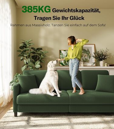 Зручне диванчик для підліткової кімнати: компактний диван на 2 місця з масиву дерева (зелений, 211 см)