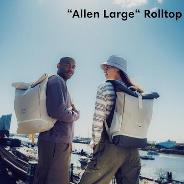 Рюкзак Johnny Urban Rolltop для жінок і чоловіків великий бежевий - Allen Large - Рюкзак для ноутбука для уні, бізнесу, велосипеда - Екологічний - Водовідштовхувальний пісок - Сірий