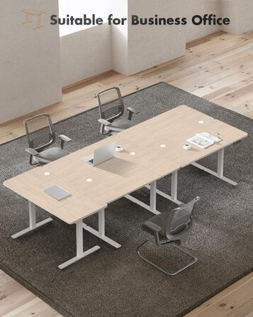 Електричний регульований стіл JUMMICO з USB-портом для зарядки, 120 x 60 см, Бежевий