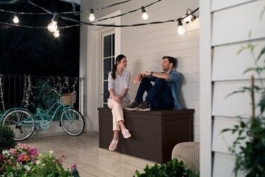 Садова скриня/бокс для зберігання Koll Living Gartenbox 623 л, коричневий - з газовими амортизаторами, вантажопідйомність кришки 272 кг