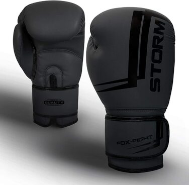 Боксерські рукавички FOX-fight Storm професійної якості з мішком з піском для тренувань, спарингів, Муай Тай кікбоксингу, вільного бою, бойових мистецтв, рукавички BJJ з мішком з піском, рукавички (12 унцій, чорні)