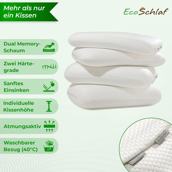 Ортопедична подушка OrthoDual з Dual Memory Foam для сну на боці - підтримка шиї, зменшення болю в шиї (60x35x9,5/12)