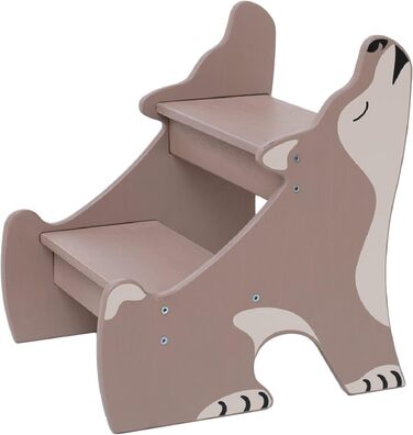 Дитячий тритуходер Wild Kids Modern Tritthocker з дерева, 2 сходинки, для ванної кімнати, натхненний меблями Монтессорі (колір: коричневий, світло-коричневий)