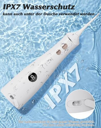 Електрична насадка для душу Munddusche: 5 струменів, 4 режими, для догляду за порожниною рота, водонепроникність IPX7, для дому та подорожей