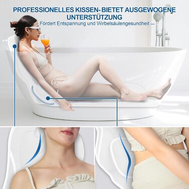Подушка для ванни Luxus Dicke: повне тіло, підтримка голови, шиї та плечей. Комфорт та розслаблення. Аксесуари для спа.
