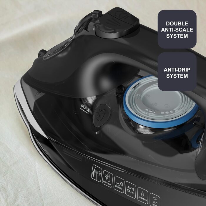 Праска Black+Decker BXIR2606E: 2600W, керамічна підошва, вертикальне прасування, антикальк, 170 г/хв