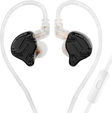 Навушники-вкладиші KINBOOFI KZ ZS10 Pro X, 4BA 1DD, знімний 2-контактний кабель, з мікрофоном, чорний