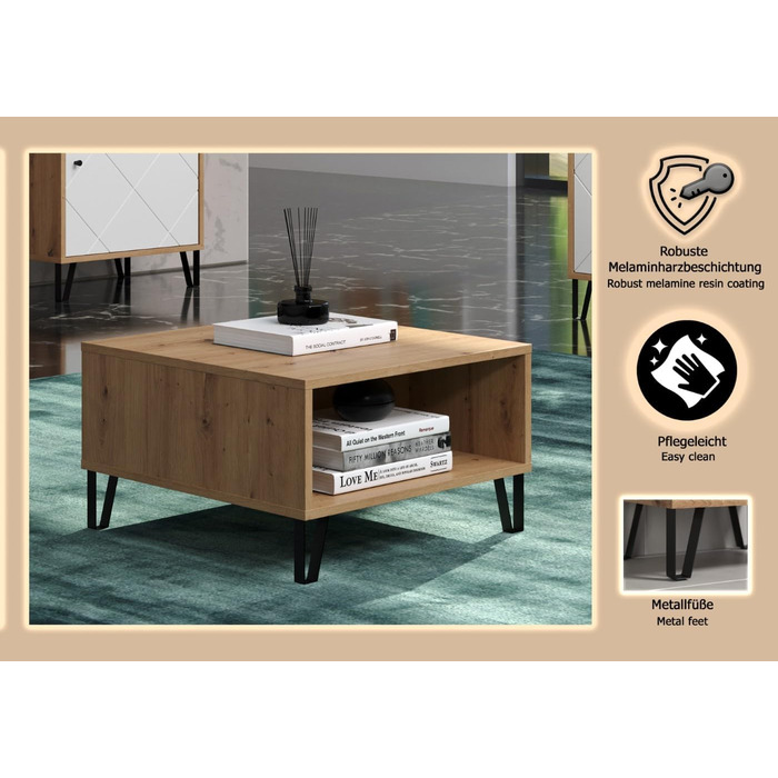 Тренттим Смарт Лівінг - Тумба з 2 дверцятами та 4 відділеннями, Artisan Eiche/Weiß, 60 x 37 x 60 см