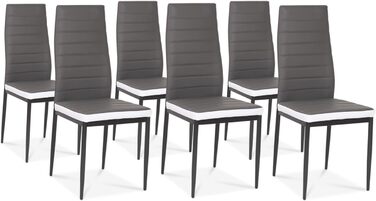 IDMarket Комплект обіднього столу та 6 стільців Georgia/Romane, 140 см, білий та сірий