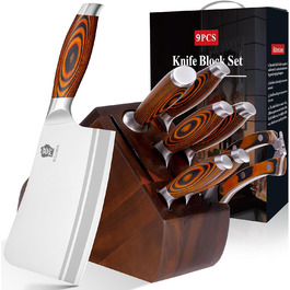 Набір ножів Wildmok 7-кількісний з блоком, з німецької сталі, з ручками з пакавуду