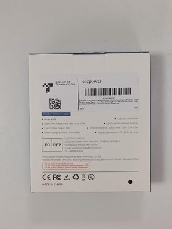 Повербанк Eazpower Magsafe 10 000 мАг, 20 Вт PD, бездротовий, USB-C, для iPhone, Apple Watch, Airpods