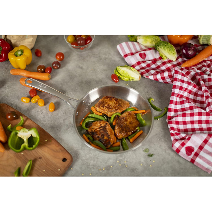 Сковорода KUHN RIKON Allround 24 см, незмінне покриття, нержавіюча сталь, для всіх типів плит (включно з індукційними), для швидкого обсмажування