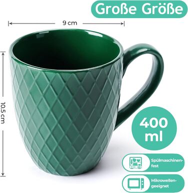 Набір кавових чашок Miamio Palmanova (Jungle) – 6 шт. по 400 мл – сучасна кераміка, матова поверхня