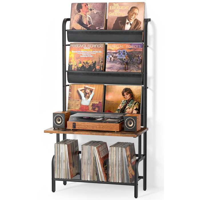 Стійка для програвача вінілу з полицями для зберігання платівок (до 300 альбомів)
