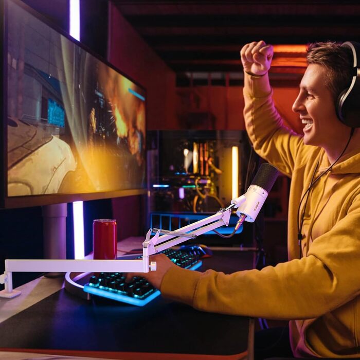 Мікрофонна стійка TONOR T40LP з гнучким кріпленням для мікрофона (біла, пружинний механізм) - для геймінгу, подкастів, запису