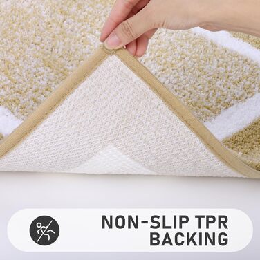 М'який килимок для ванної кімнати Pauwer Set 3 шт., мікрофібра, вбираючий, з антиковзаючим покриттям, комплект килимків для ванної, туалетного килимка та килимка перед ванною (Бежевий, 50x80+50x60 см)
