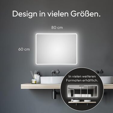 Дзеркало для ванної кімнати Talos Moon з підсвічуванням 120x70 см, вологостійке (алюмінієва рама, нейтрально-біле світло)