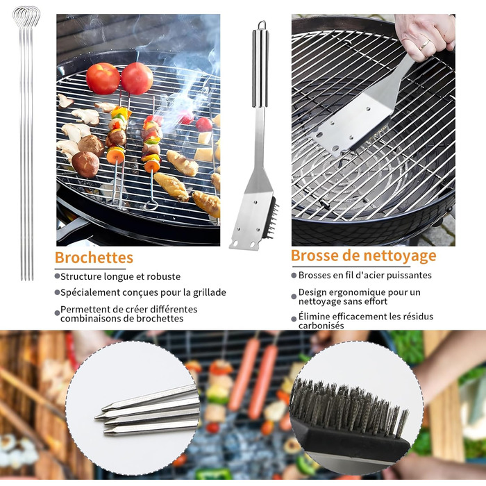 Набір гриля з нержавіючої сталі 28 предметів: повний набір інструментів для гриля, кемпінгу, подарунок на День батька, День народження, Різдво з кейсом