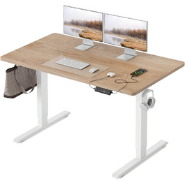 FEZIBO Стол письмовий регульований по висоті, 120x60 см, з USB-портами, для дому/офісу, ехолокація дуба