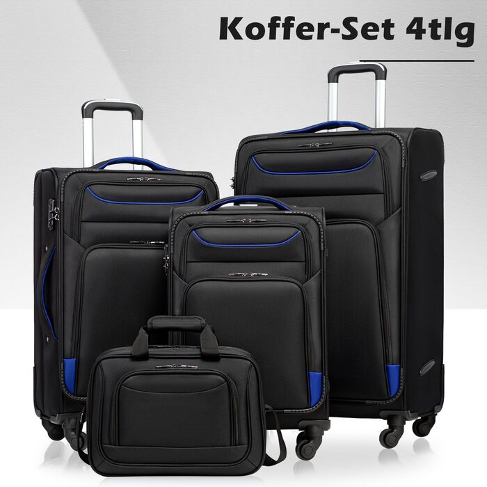 Набір валіз COOLIFE 4 в 1: велика сумка на плечі, валіза на 4 колесах, TSA-замок, ручна валіза