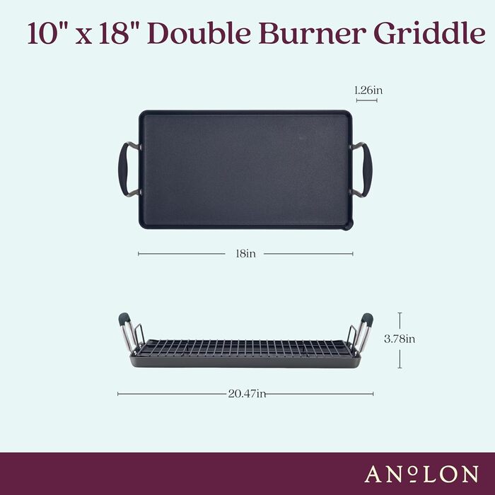 Сковорода Anolon Advanced Home з антипригарним покриттям Harteloxierte, подвійне дно, 25,4 x 45,7 см, гранітна решітка Onyx (25,4 x 45,7 см)