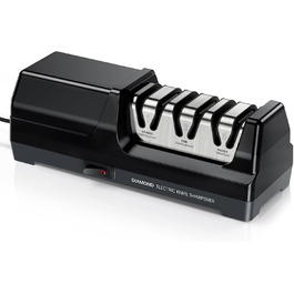 Електричний точило для ножів MusyVocay з алмазним покриттям, професійне 3-ступеневе, кухонне точило з регулюванням кута 20 градусів для грубого шліфування та відновлення леза (чорний)