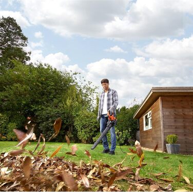 Black+Decker 3-в-1 електропристрій для прибирання листя BEBLV301 (3000 Вт) з подрібнювачем, решетом та мішком-рюкзаком 72л - висока швидкість видуву та регульована потужність всмоктування