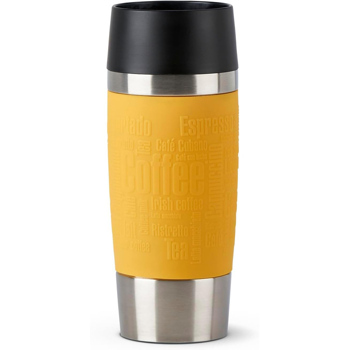 Термокружка Emsa Travel Mug Classic 360 ml, жовта, з рукавом, Quick-Press, 360° відкриття