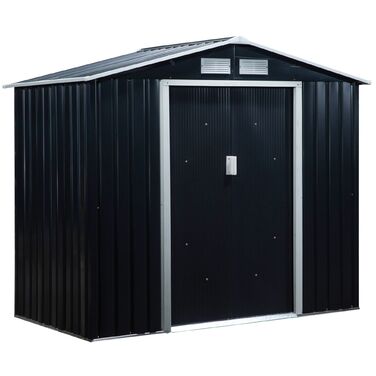 Сарай для інструментів Outsunny з розсувними дверима, 2,13 x 1,30 x 1,85 м, метал, колір вугільного графіту