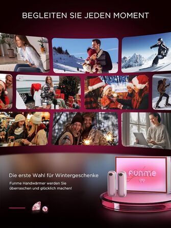 Електричні грілки для рук Funme® OT95 (Рожеве золото) 10000mAh - 2 шт. USB Powerbank, 60°C, для жінок, ідеальні для активного відпочинку