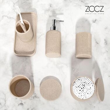 Набір для ванної кімнати ZCCZ 6 предметів: органайзер, диспенсер для мила, підставка для косметики, тримач для зубних щіток. Чорний, мармурова текстура, для сучасного інтер'єру