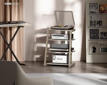 Стійка FITUEYES HiFi Rack wood & steel, регульована, для програвачів і стерео, 652x78 см (хакі)