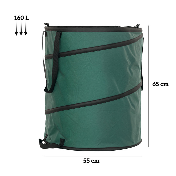 Outsunny Garden Bag 2x160L водонепроникний мішок для садових відходів з ручками на блискавці, стабільний мішок для листя, самостоячі садові мішки, багаторазові мішки для садових відходів Зелені відходи
