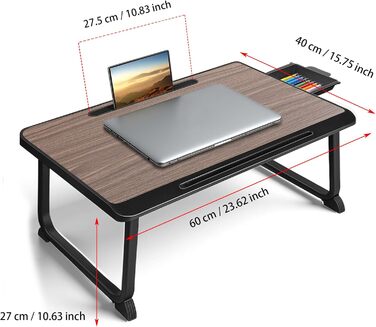 Стіл-підставка для ноутбука Bett: зручний стіл для роботи в ліжку, на дивані, в офісі (60x40, коричневий)