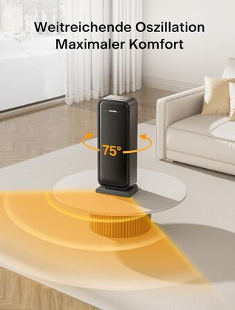 Електрична теплова гармата PELONIS 2000W, керамічна, з термостатом та таймером, чорна | Тепла та компактна