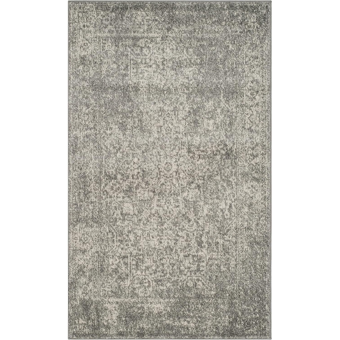 Перехідний килим SAFAVIEH для вітальні, їдальні, спальні - колекція Evoke, короткий ворс, срібло та слонова кістка, 122 X 183 см (3 фути x 5 футів, срібло / слонова кістка)