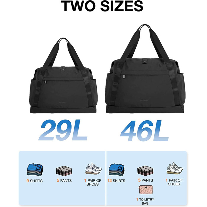 Дорожня сумка Bagsmart складна 29 л чорний
