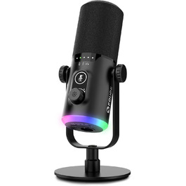 Ігровий мікрофон FDUCE з USB/XLR, RGB-підсвічуванням, для стрімінгу, запису подкастів та ігор, з регулятором гучності та навушниками, з кріпленням-павуком (D30)