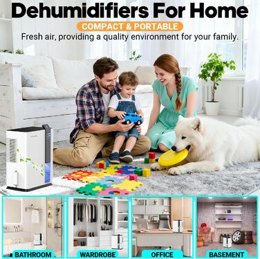 Електричний осушувач повітря ROMMQB 3000 мл: для підвалу, ванної, спальні, квартири, з автовимкненням та нічним підсвічуванням