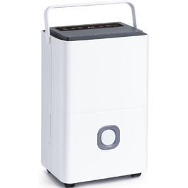 Електричний осушувач повітря з насосом: 80 л/день, компресорний, бак 8 л, повітряний потік 400 м³/год, смарт-гігростат, тихий будівельний осушувач для підвалу/квартири/офісу/ванної кімнати/спальні, чорний & білий (сірий & білий)