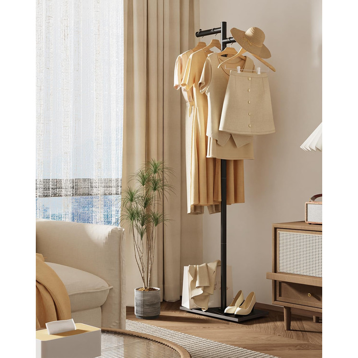 Підлоговий вішак для одягу Metall, 175 см, білий. Підходить для курток, шапок, сумок. Стабільна база, розмір 39x26x175 см.