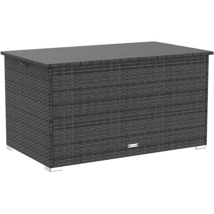 Скриня для зберігання садових речей Tectake з поліротангу, 750 л, чорна - водонепроникна, з газовими амортизаторами, 145x82.5x79.5 см