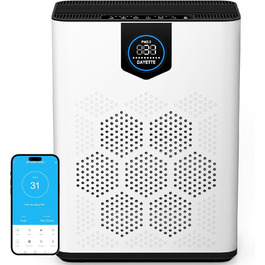 Повітряочисник для алергіків та курців, 120 м², з HEPA фільтрами, CADR 350 м³/год, керування через додаток, тиха робота 22 dB