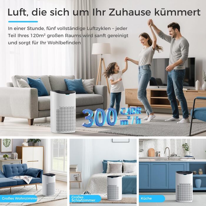 Повітряочищувач AROEVE з фільтром HEPA H13, 3-ступенева фільтрація, для спальні, 5W, 22dB, з аромадіфузором, видаляє пил, алергени, шерсть тварин, білий