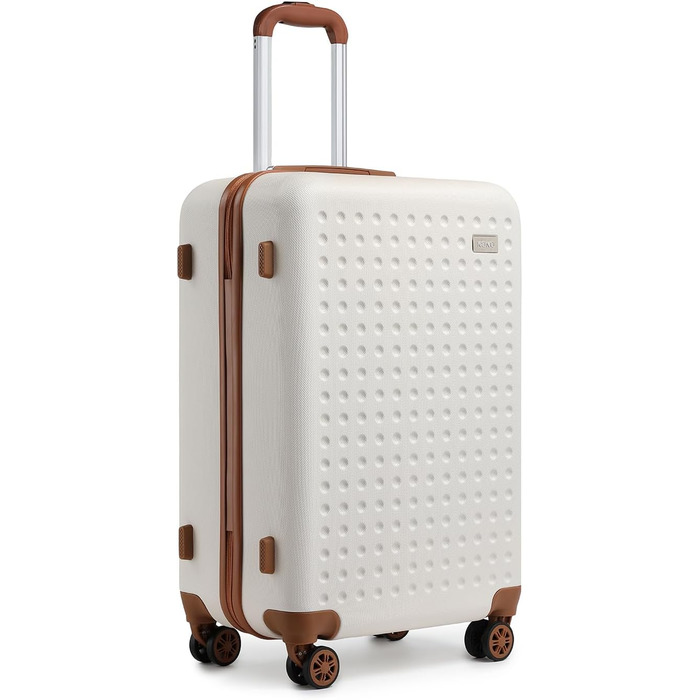 Чемодан-валіза KONO з жорсткою ABS-оболонкою, 76 см, 100 л, білий, з TSA замком та 4 спіннерами