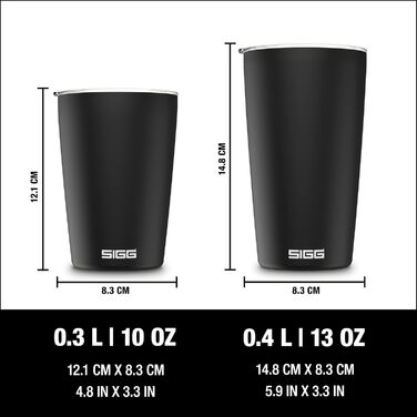 Кружка SIGG Neso Pure Ceram з Tritan-кришкою, нержавіюча сталь 18/8, 0.3/0.4L, чорна, миється в посудомийній машині, BPA-free