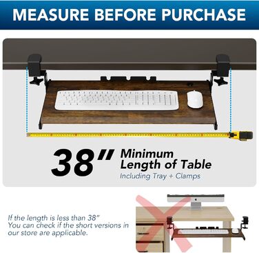 Висувна платформа для клавіатури під стіл з К-кріпленням, великого формату, стійка, для настільного комп'ютера, 838mm x 280 mm