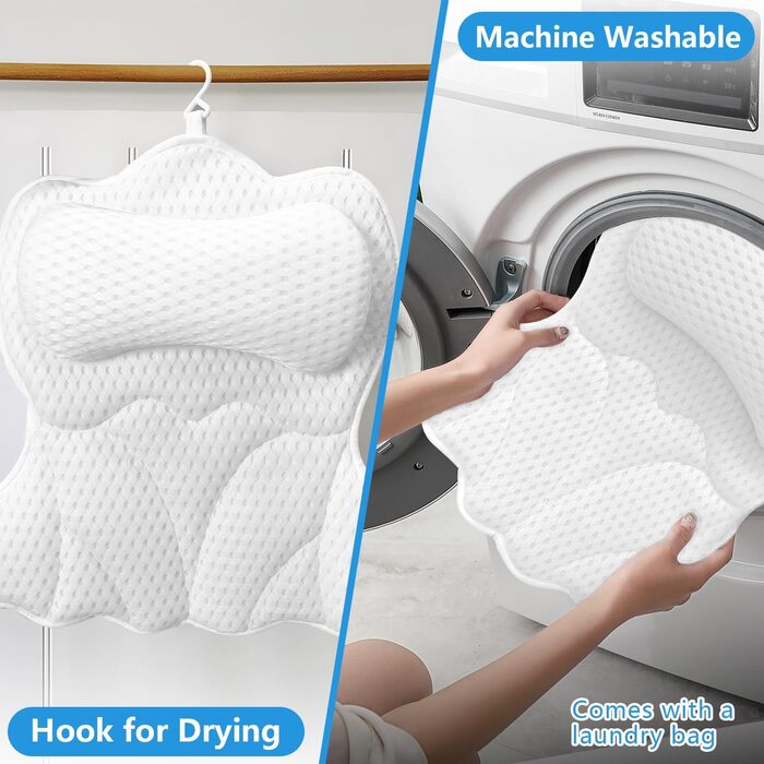 Підголовник для ванни REEZEIVI з 6 присосками (білий)