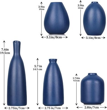Набір з 5 блакитних керамічних ваз 